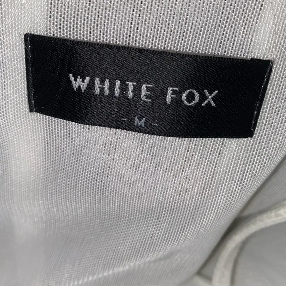 White Fox Boutique $79 Ain’t Safe White Cotton Pointelle Mini Dress White M EUC